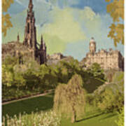 Edinburgh, Scotland, Cathedral, Vintage Travel Poster Poster