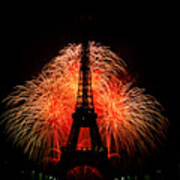 Eiffel Tower And The Fire Works. Poster