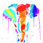 Elephant Drip Art Poster