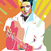 Elvis Presley Playing Guitar Wpap Pop Art 2 Poster