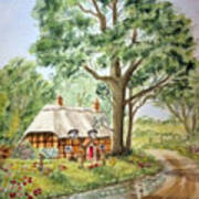 English Thatched Roof Cottage Poster