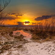 Sunset Light On The Beach In Jurmala Latvia Poster