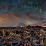 Exploring The Bisti Badlands Of New Mexico With The Milky Way, Under A Bright New Mexico Starry Sky Poster