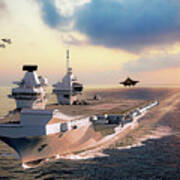 F-35s And Hms Queen Elizabeth Poster