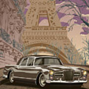 Facel Vega - Paris Est A Nous. Classic Car Art Deco Style Poster Print Brown Edition Poster