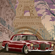 Facel Vega - Paris Est A Nous. Classic Car Art Deco Style Poster Print Red Edition Poster