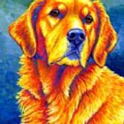 Faithful Friend - Colorful Golden Retriever Dog Poster