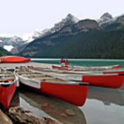 Fan Shaped Canoes - Lake Louise Banff - Banff National Park - Alberta - Canada Poster