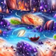 Fantasy Galaxy Space Celestial World Poster