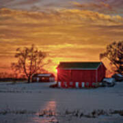 Farm Barn Sunset Se Of Stoughton Poster