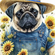 Farmer Pug Poster