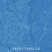Fayetteville Nc City Vector Road Map Blue Text Poster