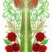 Firebird Sketch With Roses, Espalier Poster