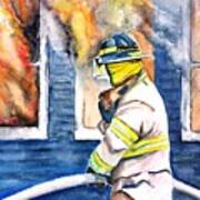 Firefighter Hero House Fire Poster
