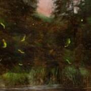 Fireflies At The Pond Poster