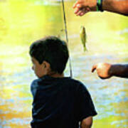 Fishing At Sunset Poster