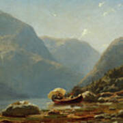 Fjord Landscape With People In A Rowing Boat, 1855 Poster