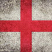 Flag Of England St Georges Cross Vintage Version To Scale Poster