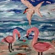 Flamingo Beach Poster