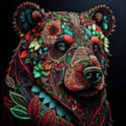 Floral Bear Poster