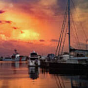 Twilight At Harbourage, St. Petersburg, Florida Poster