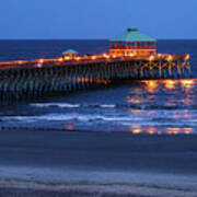 Folly Beach At Blue Hour Poster