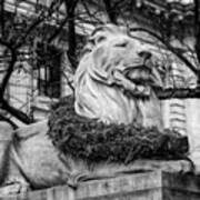 Fortitude Lion Nypl Bw Poster