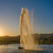 Fountain Hills, Arizona Fountain Golden Hour Sunlight Poster