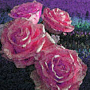 Four Pink Roses Poster