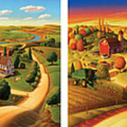 Four Seasons On The Farm Panorama Poster
