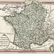 France And 104 Departments 1804 Map Poster