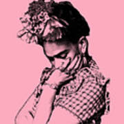 Frida Kahlo In Black And Pink Poster