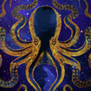 Galaxy Octopus Poster