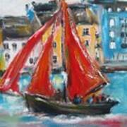 Painting Of Galway Hooker Art Poster