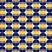 Geometric Bauhaus Pattern - Dark Blue Poster