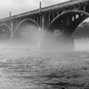 Gervais Street Bridge - Foggy Day - Bw Poster