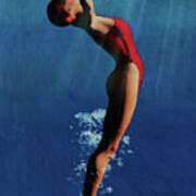 Girl Diving Into Water Iv Poster