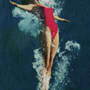 Girl Diving Into Water Vi Poster
