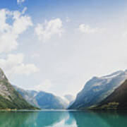 Glacier Lake Among Mountains Poster