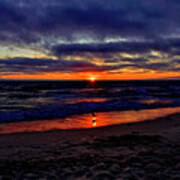 Glittering Sunset At Moss Landing Beach, California Poster