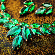 Golden Classy Jewelry With Emerald Gem. Poster