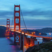 Golden Gate At Nightfall Poster