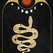 Golden Serpent Magical Animal Art Poster