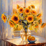 Golden Sunflower And Lemon Glow - Sunflowers Art Poster