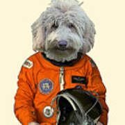 Goldendoodle Cosmonaut Portrait Poster