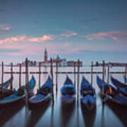 Gondolas And San Giorgio Maggiore Church. Venice Poster