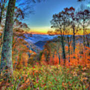 Great Smoky Mountains Fall Sunset 3 Tennessee North Carolina Landscape Art Poster