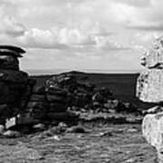 Great Staple Tor Dartmoor National Park England Panorama Black And White Poster