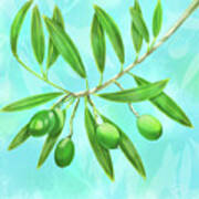 Green Olives Branch Poster