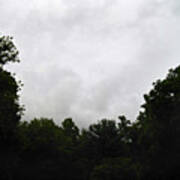 Green Tree Line Under The Stormy Clouds Poster